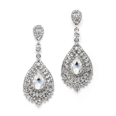 Dramatic Crystal Statement Earrings 4529E-CR-S - Chicago Bridal Store Company
