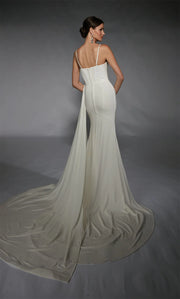 Ivory Strech Georgette Mermaid Collie Gown