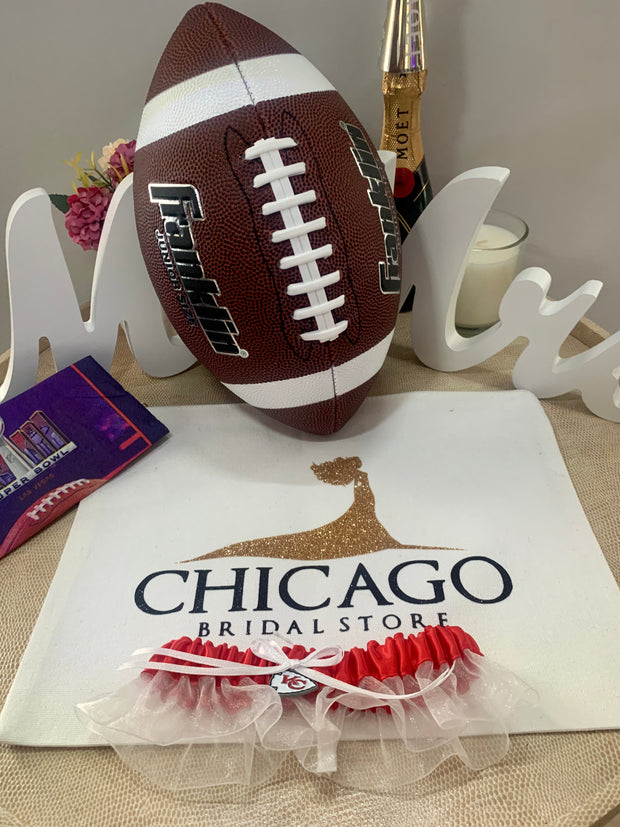 Kansas City Chief’s Inspired Wedding Garter with Licensed Charm
