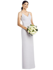 2020 V-neck Draped Blouson Back Chiffon Gown - Chicago Bridal Store Company