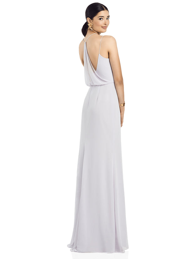 2020 V-neck Draped Blouson Back Chiffon Gown - Chicago Bridal Store Company
