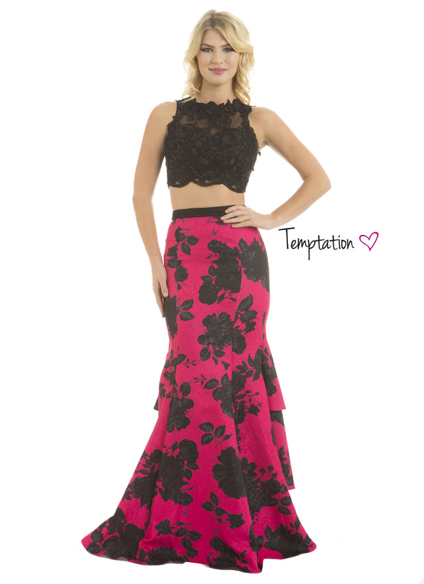 Size 6 Black & Hot Pink Long 2- Piece Dress - Chicago Bridal Store Company