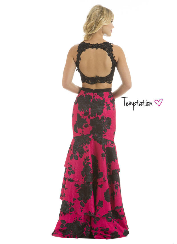 Size 6 Black & Hot Pink Long 2- Piece Dress - Chicago Bridal Store Company