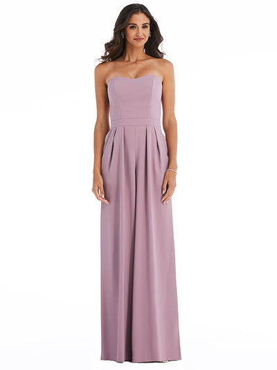 Strapless Pleated Front Jumpsuit with Pockets After Six Style 6833  |  Crepe