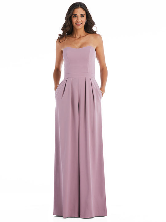 Strapless Pleated Front Jumpsuit with Pockets After Six Style 6833  |  Crepe