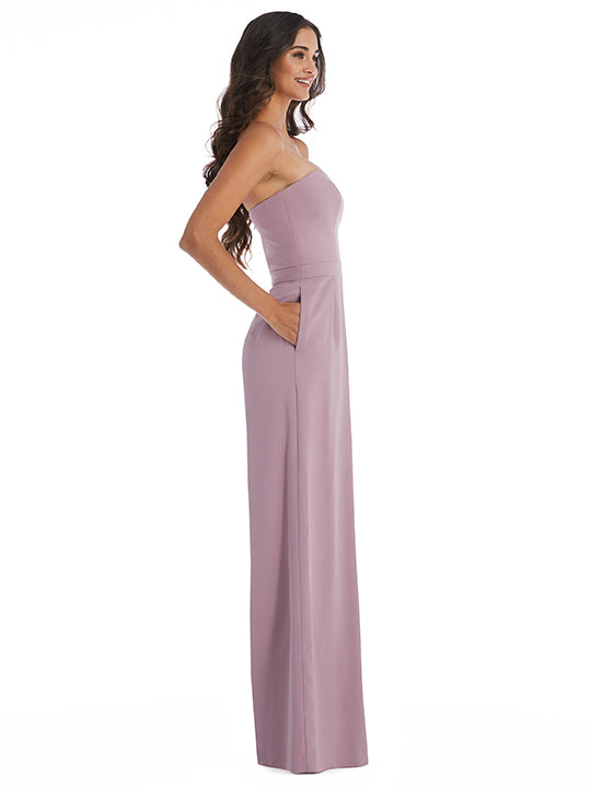 Strapless Pleated Front Jumpsuit with Pockets After Six Style 6833  |  Crepe
