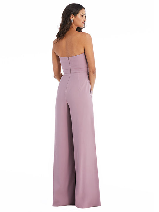 Strapless Pleated Front Jumpsuit with Pockets After Six Style 6833  |  Crepe