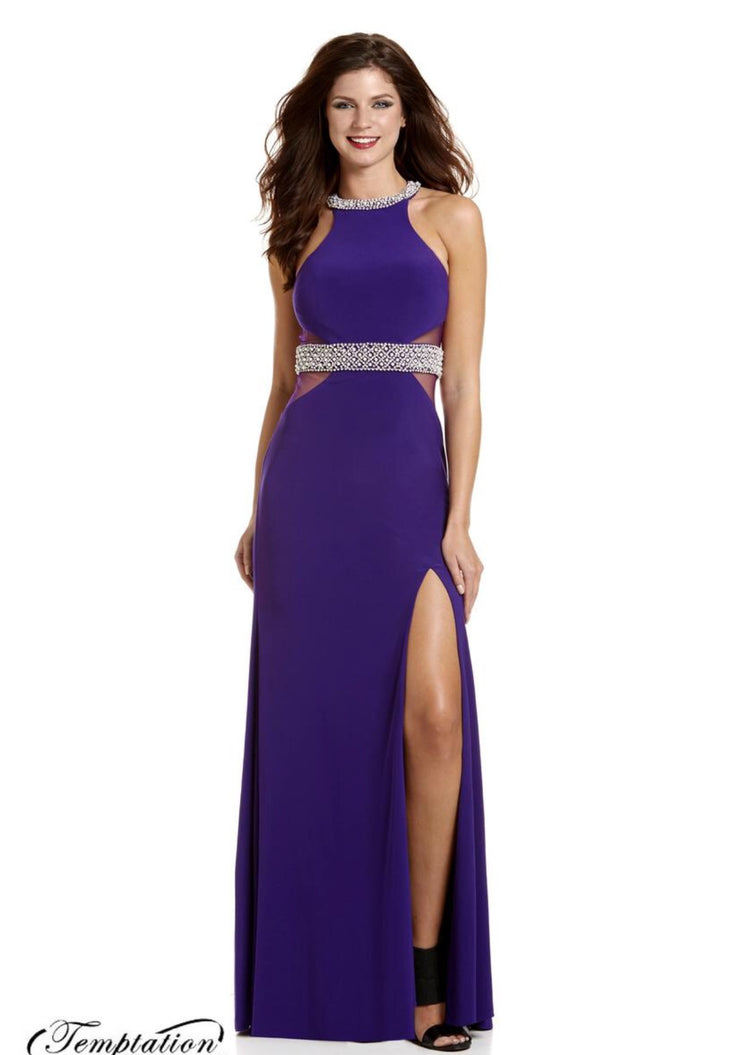 Purple Long Halter Dazzle Dress - Chicago Bridal Store Company