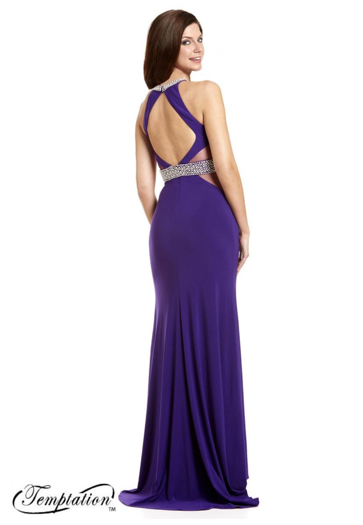 Purple Long Halter Dazzle Dress - Chicago Bridal Store Company