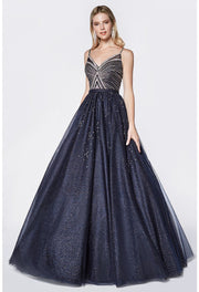 Navy Glitter Formal Ball Gown - Chicago Bridal Store Company