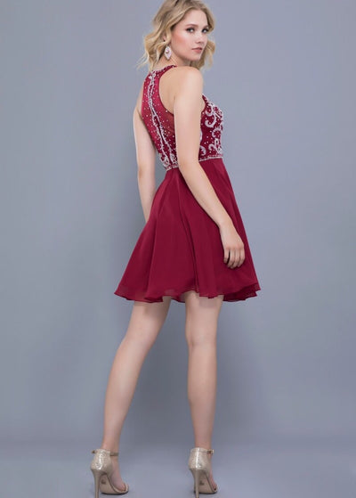 Burgundy Glamour Bodice Short Dress - Chicago Bridal Store Company