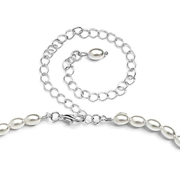 Handmade Bridal Necklace Set with Assorted Crystals and Rice Pearls - Chicago Bridal Store Company