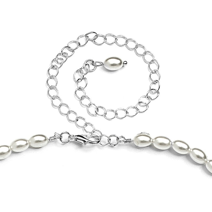 Handmade Bridal Necklace Set with Assorted Crystals and Rice Pearls - Chicago Bridal Store Company