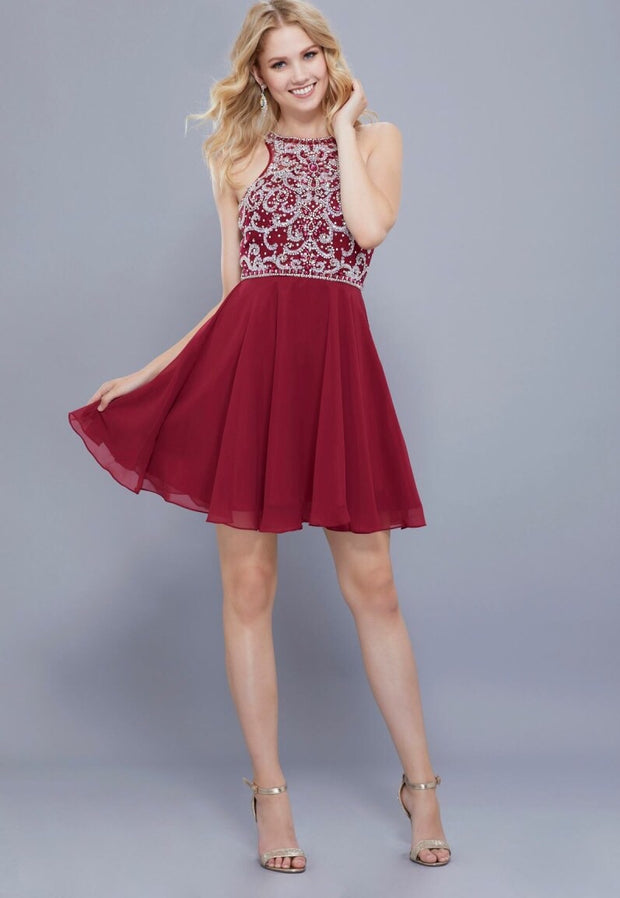 Burgundy Glamour Bodice Short Dress - Chicago Bridal Store Company