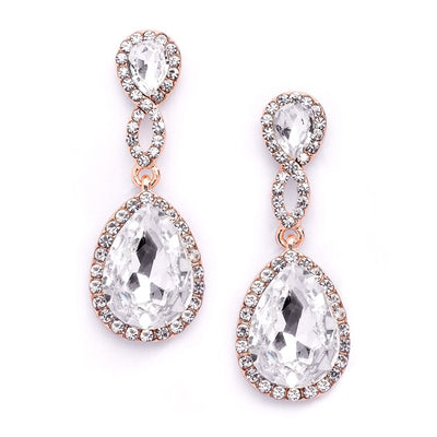 Home > New Arrivals! > Top-Selling Rose Gold Crystal Teardrop Earrings with Braided Top - Chicago Bridal Store Company