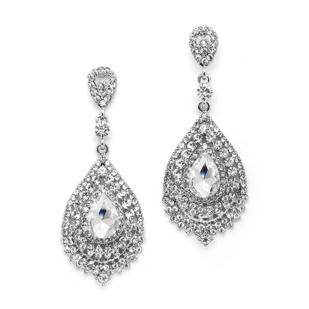 Dramatic Sliver Crystal Statement Earrings - Chicago Bridal Store Company