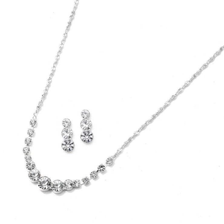 Dainty Crystal Rhinestone Bridesmaid or Prom Necklace Set - Chicago Bridal Store Company