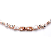 Ravishing Rose Gold Freshwater Pearl and CZ Statement Necklace and Earrings Set - Chicago Bridal Store Company