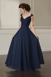 Cap Sleeve Lace & Chiffon Full Length Dress - Chicago Bridal Store Company