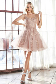 Rose Gold Pasty Short Dress - Chicago Bridal Store Company
