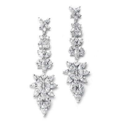 Bridal Earrings with Cubic Zirconia Marquis Cluster - Chicago Bridal Store Company