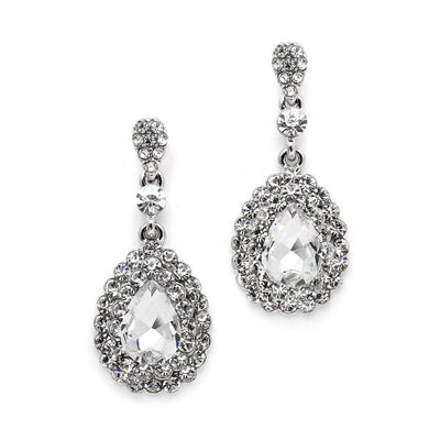 Home > New Arrivals! > Dimensional Crystal Dangle Earrings for Brides or Proms - Chicago Bridal Store Company