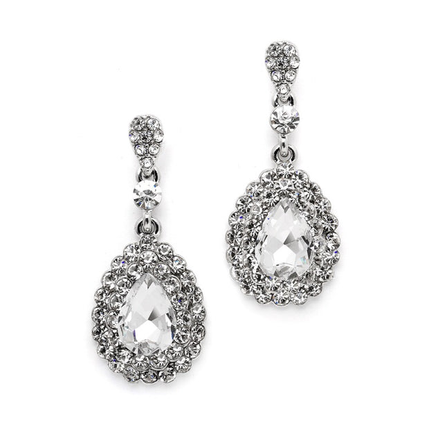 Home > New Arrivals! > Dimensional Crystal Dangle Earrings for Brides or Proms - Chicago Bridal Store Company