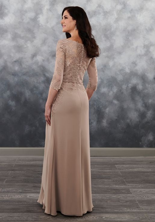 A Line Lace Sleeved Chiffon Mother’s of Bride/Groom - Chicago Bridal Store Company
