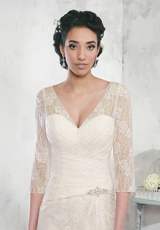A Line 3/4  Lace Sleeved Mother’s of Bride/Groom - Chicago Bridal Store Company