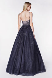 Navy Glitter Formal Ball Gown - Chicago Bridal Store Company