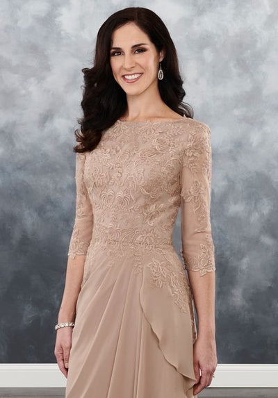A Line Lace Sleeved Chiffon Mother’s of Bride/Groom - Chicago Bridal Store Company