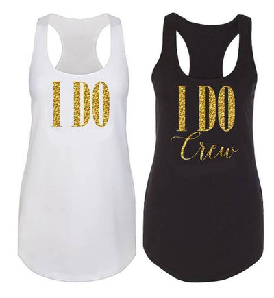 I Do and I Do Crew Glitter Print Racerback Tank Top - Chicago Bridal Store Company
