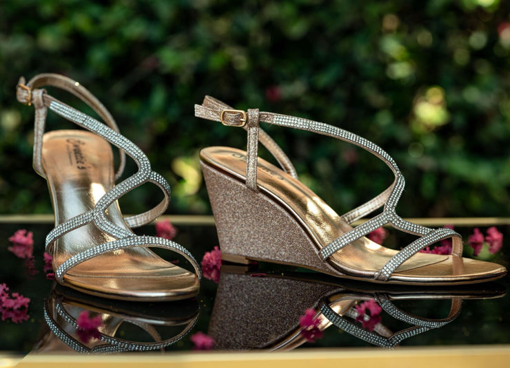 Miss Carrie Rose Gold Wedge Shoe - Chicago Bridal Store Company