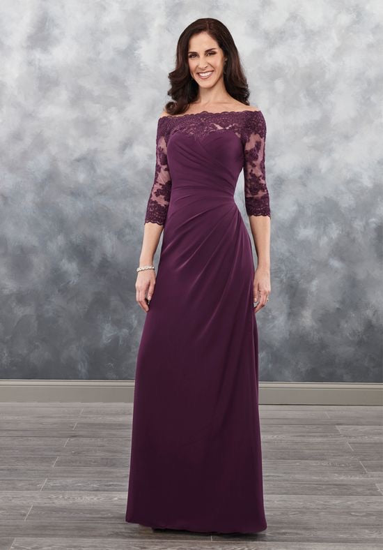 Off The Shoulder Lace Sleeved Mother’s of Bride/Groom - Chicago Bridal Store Company