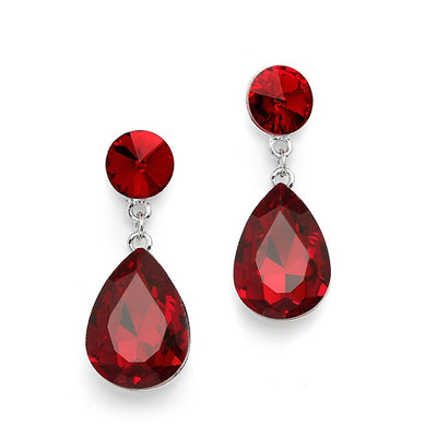 Color Splash Pear-shaped Drop Earrings - Ruby Red - Chicago Bridal Store Company
