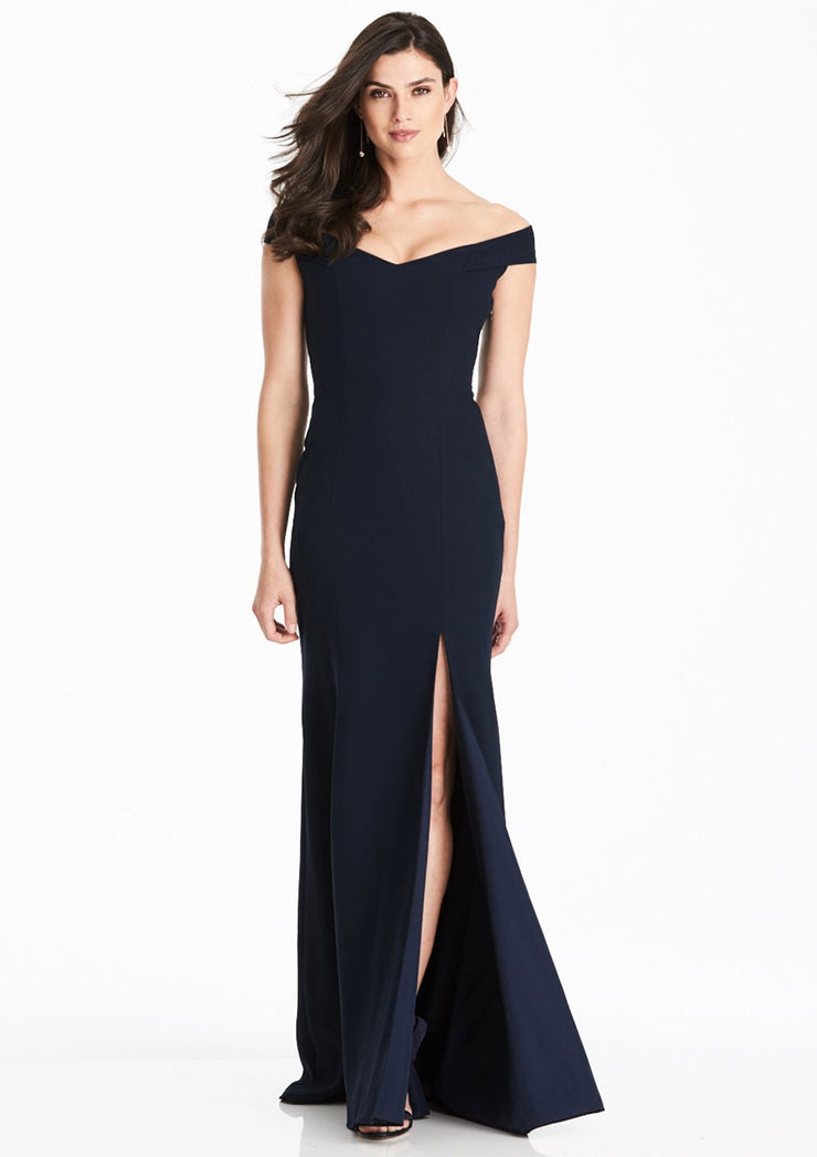 Crisscross Back Off Shoulder Full Length Formal Gown - Chicago Bridal Store Company