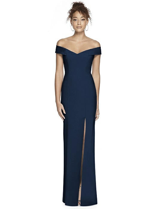 Crisscross Back Off Shoulder Full Length Formal Gown - Chicago Bridal Store Company