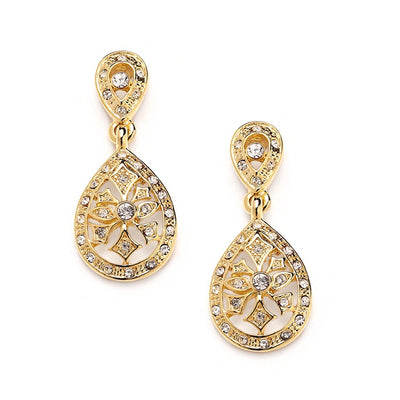 Vintage Etched CZ Wedding or Bridesmaids Drop Earrings - Chicago Bridal Store Company
