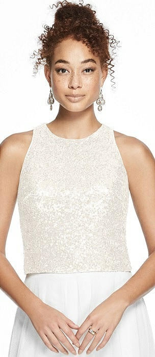 Sleeveless Sequin Jewel Neck Top - Chicago Bridal Store Company