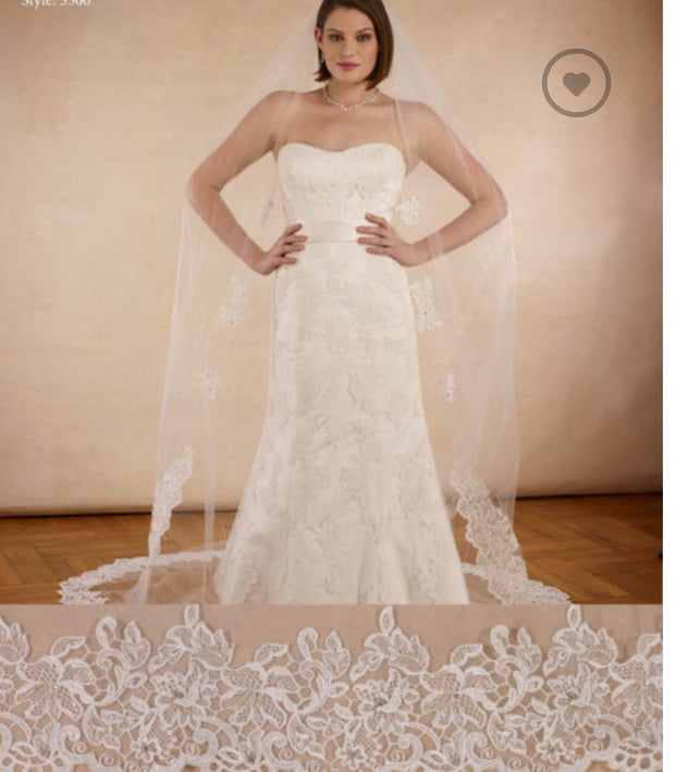 Cathedral Six Appliqués Lace Veil - Chicago Bridal Store Company