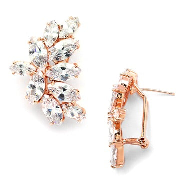 Shimmering Cubic Zirconia Marquis Cluster Rose Gold Earrings - Chicago Bridal Store Company