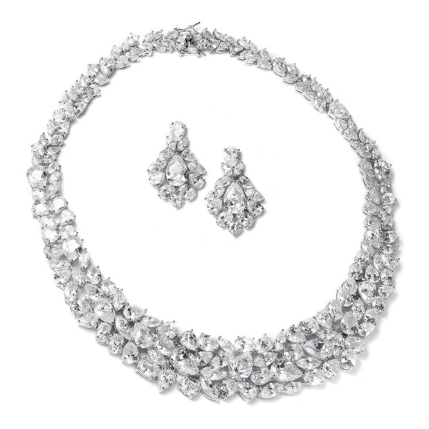 Ravishing Cubic Zirconia Wedding Necklace Set - Chicago Bridal Store Company