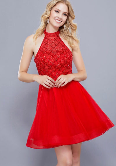 Red Fit and Flare Short Dress - Chicago Bridal Store Company