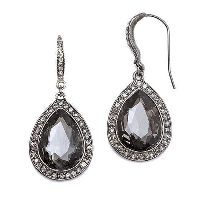 Black Diamond Teardrop Earrings with Pave Accents - Chicago Bridal Store Company