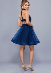Navy Fit and Flare Short Dress - Chicago Bridal Store Company