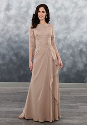 A Line Lace Sleeved Chiffon Mother’s of Bride/Groom - Chicago Bridal Store Company