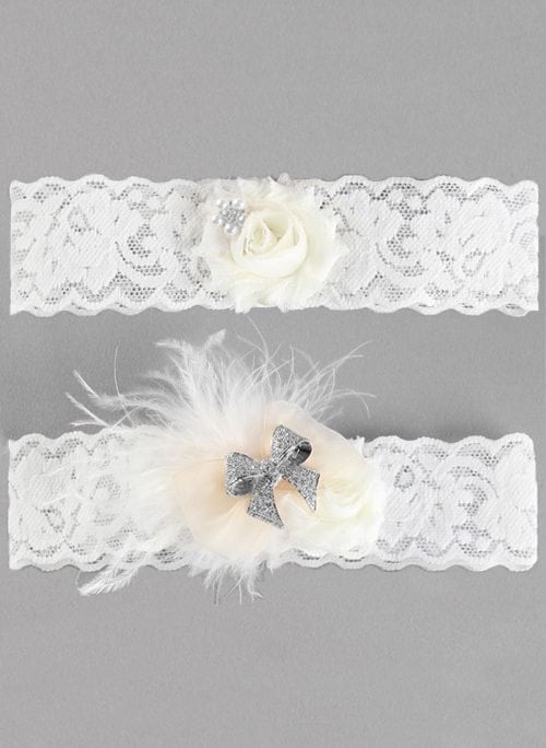Hailey Lace Garter Set White or Ivory Chicagobridalstore.com - Chicago Bridal Store Company