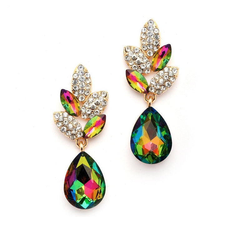Unique Vitrail Medium and Gold Special Occasion Dangle Earrings - Chicago Bridal Store Company