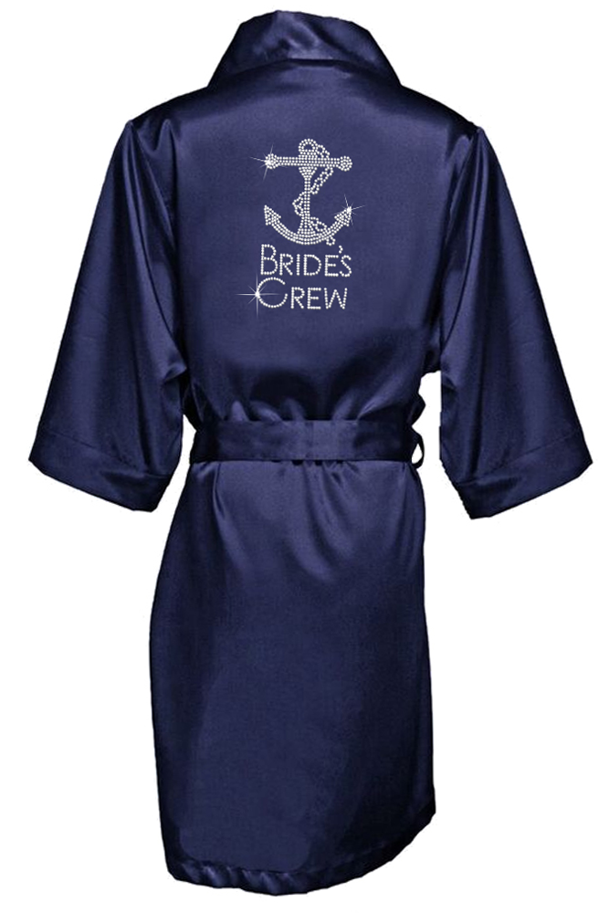 Rhinestone Bridal Party Robes with Large Anchor Design - Chicago Bridal Store Company