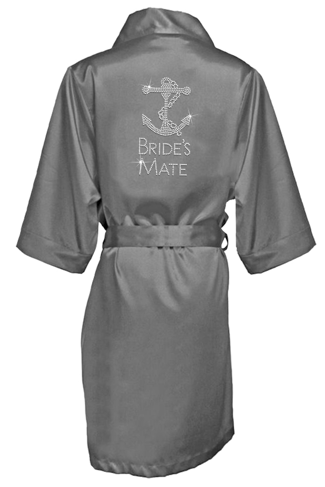 Rhinestone Bridal Party Robes with Large Anchor Design - Chicago Bridal Store Company